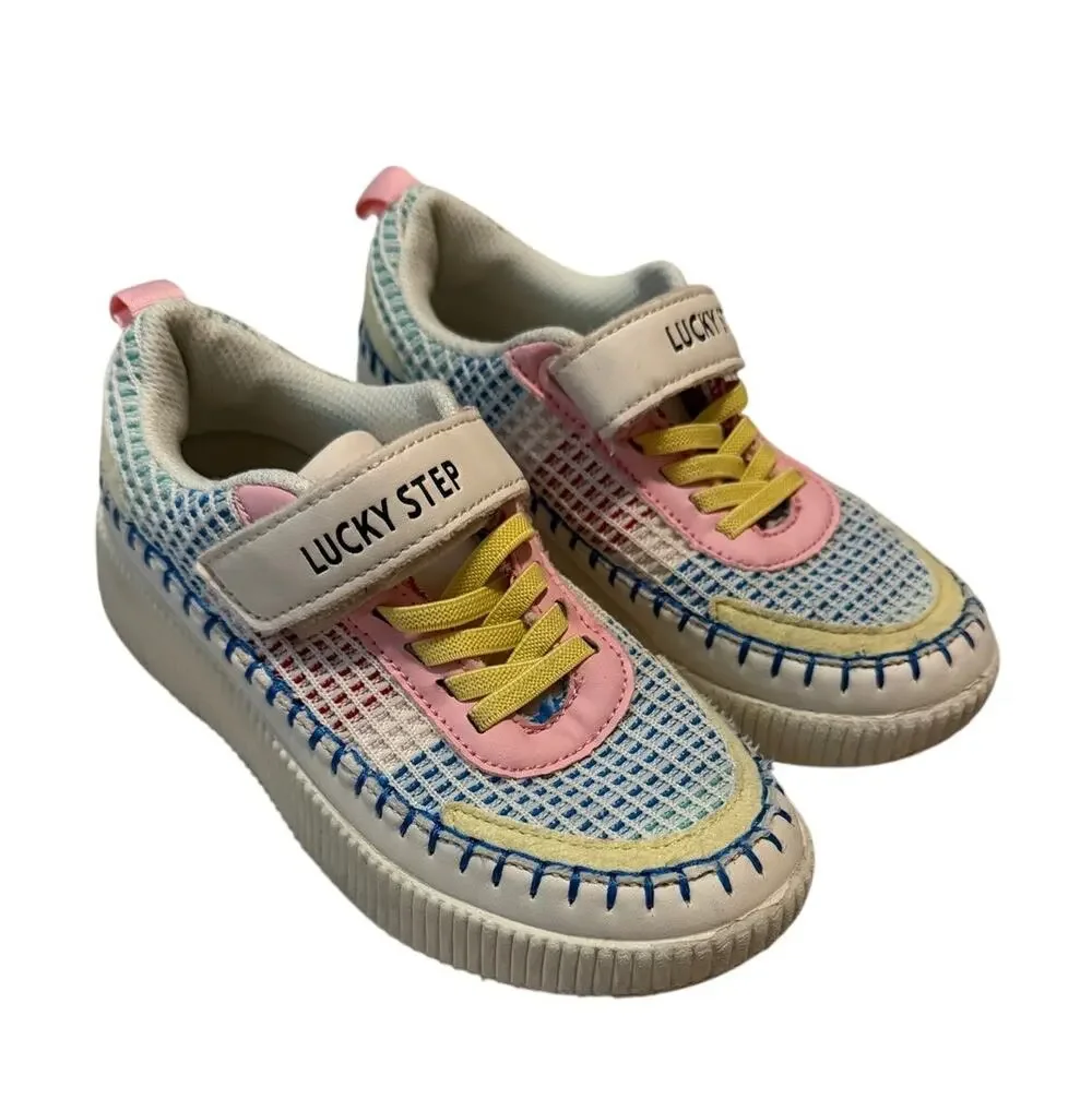 Lucky Step Pastel Multi-Color Mesh Platform Sneakers - Kid's Size 1